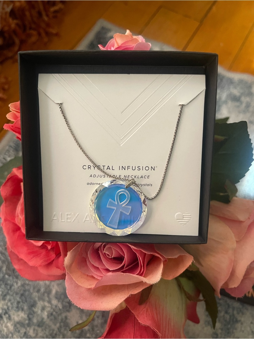 Alex and Ani Blue Ankh Crystal Infusion Necklace